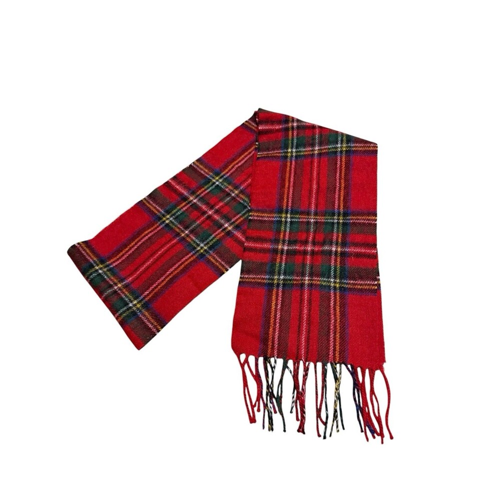Edinburgh 100% Lambswool Red Stewart Tartan Fringe Scarf
